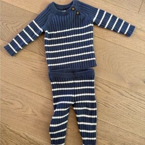 Navy and White Striped Kids Matching Set